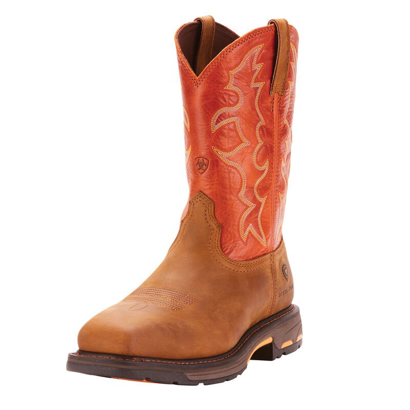 Ariat WorkHog Kahverengi / Turuncu Iş Ayakkabıları Erkek (43260-833)